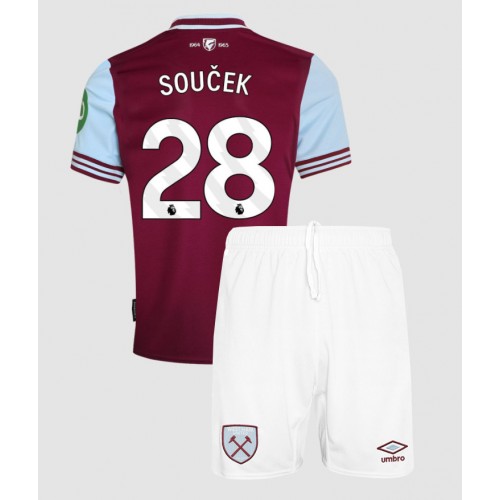 Fotbalové Dres West Ham United Tomas Soucek #28 Dětské Domácí 2024-25 Krátký Rukáv (+ trenýrky)